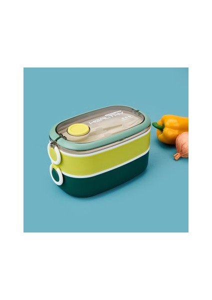 Healty Iki Katlı Çelik Yemek Kabı - Sarı / Yeşil - 1,3 Lt modelleri