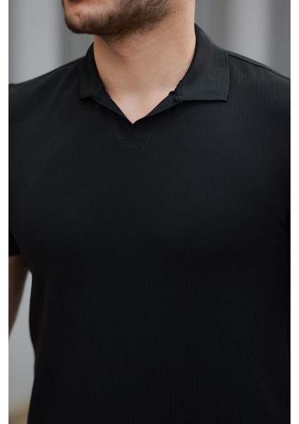 Erkek Yakalı Waffle Dokulu Kısa Kollu Tişört modelleri