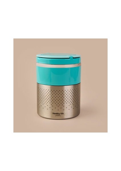 2 Katlı Çelik Yemek Termosu - Mavi - 1,5 Lt