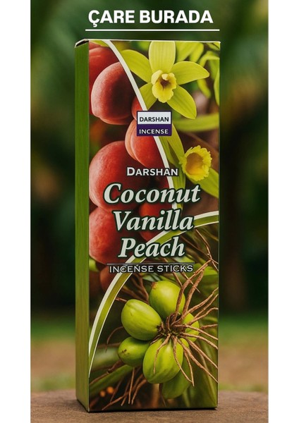 Darshan Incense - Coconut & Vanilla & Peach 20'li Çubuk Tütsü (Hindistan Cevizi & Vanilya & Şeftali)