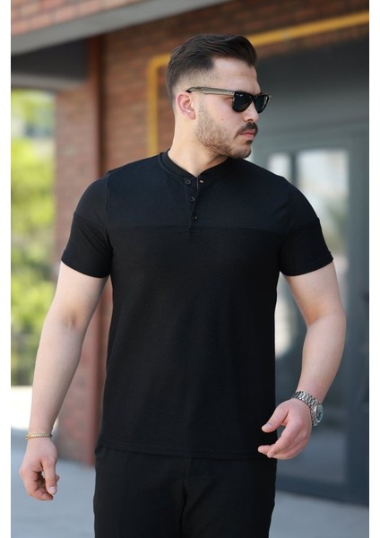 Erkek Hakim Yakalı Kısa Kollu Pamuklu T-Shirt