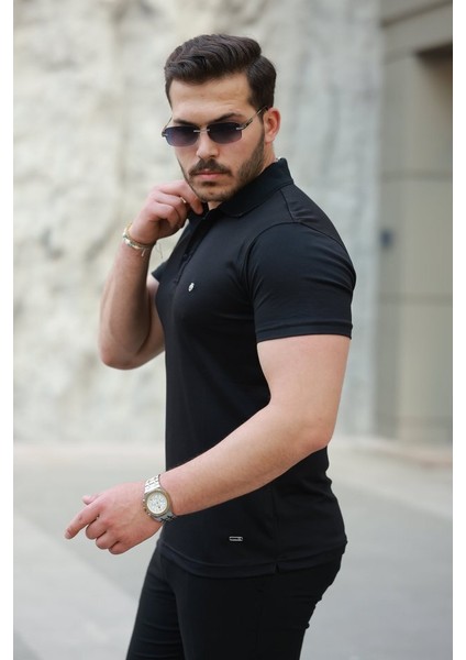 Erkek Yakalı Arma Detaylı Kısa Kollu Tişört fiyatları