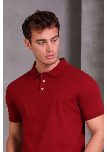 Erkek Slim Fit Pamuklu Yumuşak Doku Nefes Alan Kumaş Yakalı Tişört