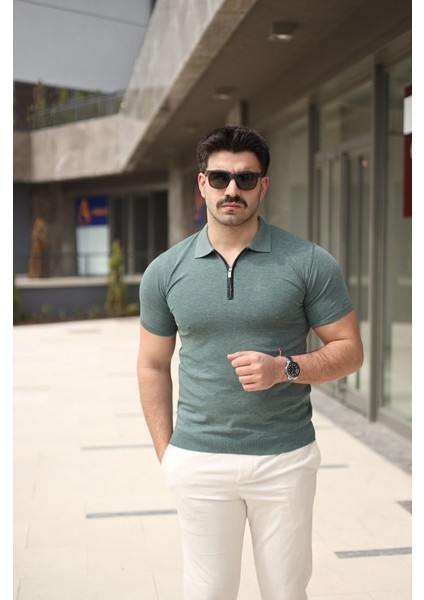 Erkek Polo Yaka Fermuar Detaylı Tişört indirimleri