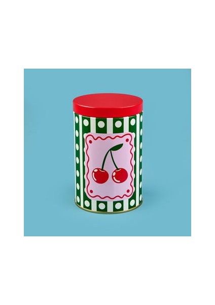 Cherry Yuvarlak Tekli Metal Kutu - Renkli - 900 ml