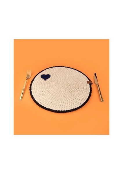 Soft Mavi Kalp Nakışlı Supla - Ekru - 33X33 cm fiyatları