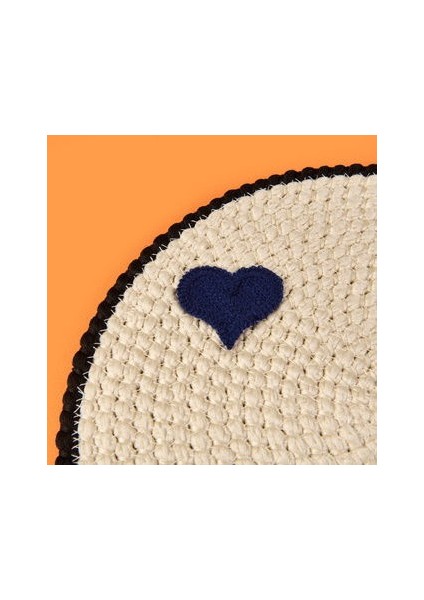 Soft Mavi Kalp Nakışlı Supla - Ekru - 33X33 cm modelleri