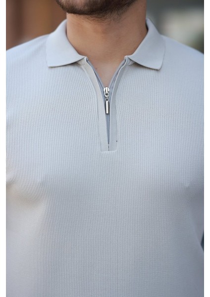 Erkek Fermuarlı Yakalı Kısa Kollu Tshirt modelleri