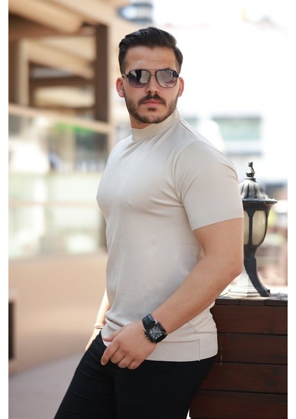 Erkek Yarım Balıkçı Yaka Kısa Kollu Tişört