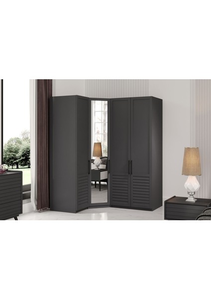 Rent Grey 4 Kapılı Köşe Gardırop