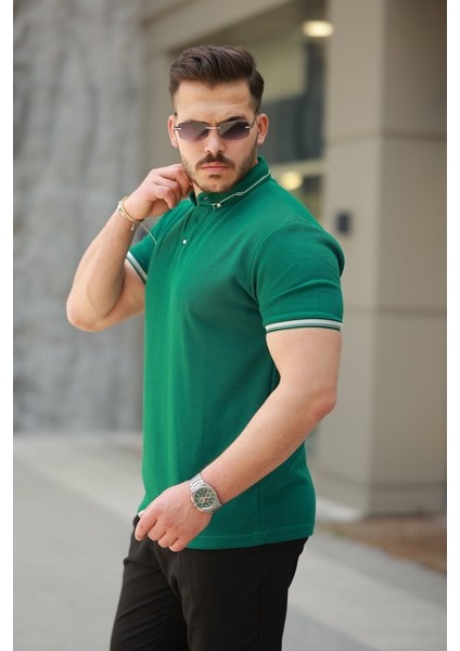 Erkek Düğmeli Yaka Waffle Kumaş Kısa Kollu Tişört fiyatları