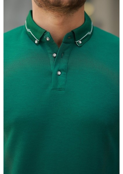 Erkek Düğmeli Yaka Waffle Kumaş Kısa Kollu Tişört modelleri