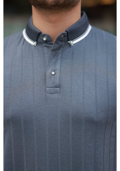 Erkek Düğme Yakalı Jakar Kumaş Kısa Kollu Tişört modelleri