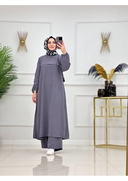 Tesettür Elbise Bilek Boy Uzun Elbise Pantalon Takımı Tesettür Takım