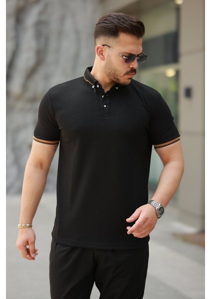 Erkek Düğmeli Yaka Waffle Kumaş Kısa Kollu Tişört