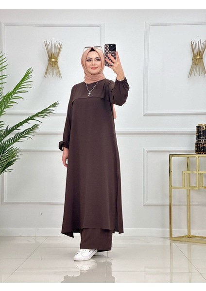 Tesettür Elbise Bilek Boy Uzun Elbise Pantalon Takımı Tesettür Takım