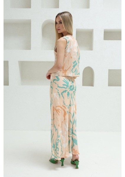 Bağcıklı Bluzlu Etek Takım - Pudra fiyatları