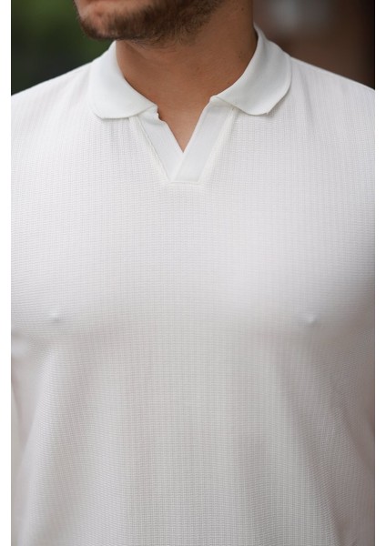 Erkek Yakalı Waffle Dokulu Kısa Kollu Tişört modelleri