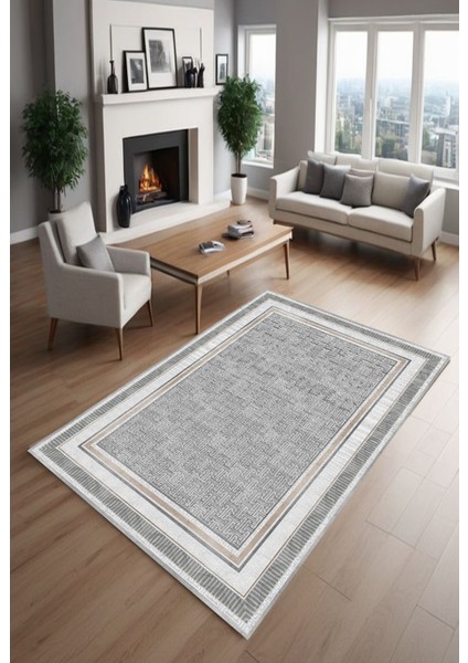 Gri Dijital Baskı Salon Halısı Kaymaz Tabanlı Yıkanabilir Halı Yolluk fırsatları