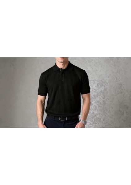 Erkek Kısa Kollu Yakalı Yakadan Düğmeli Triko Bluz modelleri