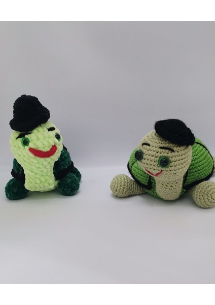 Amigurumi Tosbik Kaplumbağa Oyuncak Takımı El Yapımı Örme Kadife İp