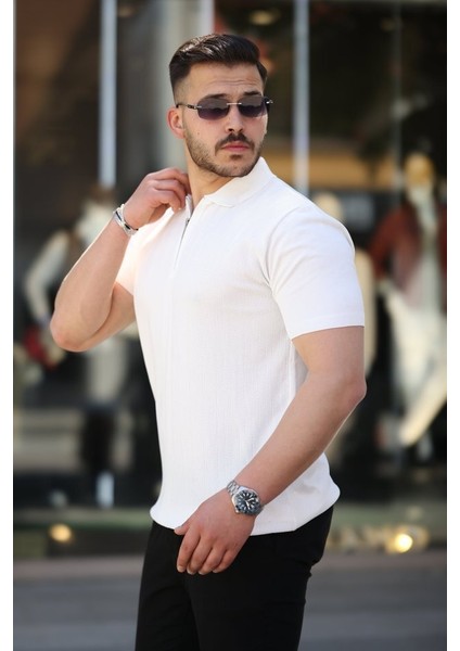 Erkek Yakası Fermuarlı Kısa Kollu T-Shirt fiyatları