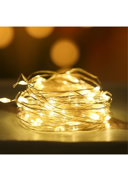 3 Metre Peri Led, Kendinden Pilli Led Işık, İnce Telli Aydınlatmalı Şerit Led Işık, İç Mekan Dekorasyonu, Yılbaşı, Doğum Günü, Nişan, Organizasyon Işığı, Sarı Işık (3METRE-30LED)