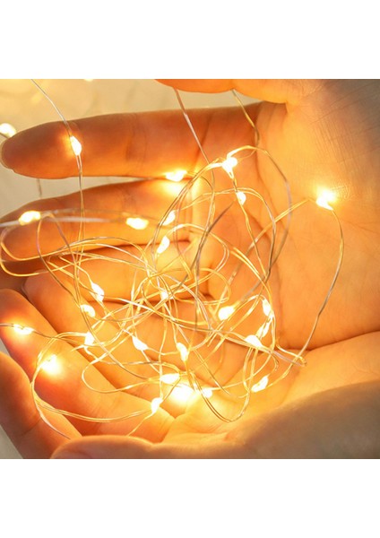 3 Metre Peri Led, Kendinden Pilli Led Işık, İnce Telli Aydınlatmalı Şerit Led Işık, İç Mekan Dekorasyonu, Yılbaşı, Doğum Günü, Nişan, Organizasyon Işığı, Sarı Işık (3METRE-30LED) fiyatları