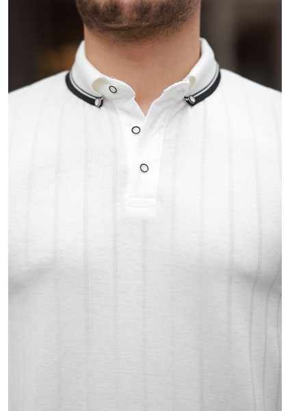 Erkek Düğme Yakalı Jakar Kumaş Kısa Kollu Tişört modelleri