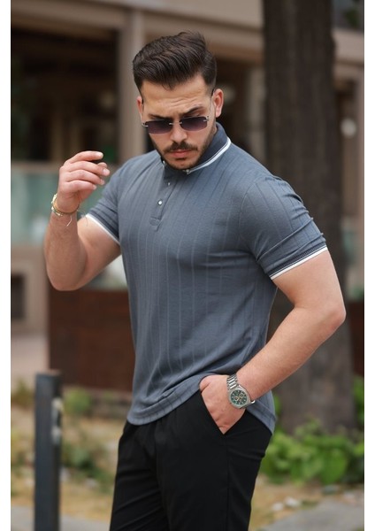 Erkek Düğme Yakalı Jakar Kumaş Kısa Kollu Tişört fiyatları
