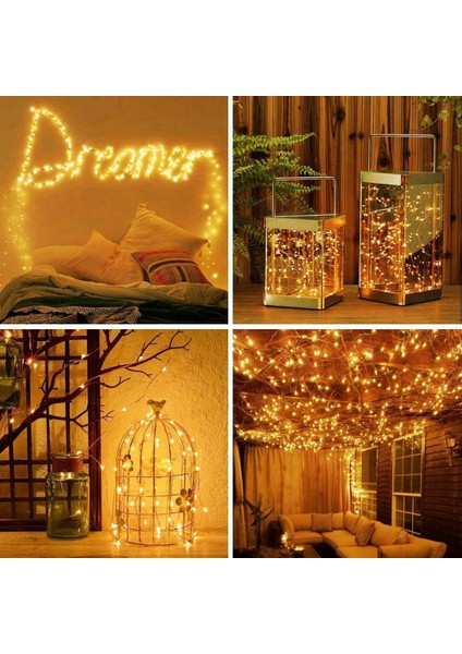 3 Metre Peri Led, Kendinden Pilli Led Işık, İnce Telli Aydınlatmalı Şerit Led Işık, İç Mekan Dekorasyonu, Yılbaşı, Doğum Günü, Nişan, Organizasyon Işığı, Sarı Işık (3METRE-30LED) indirimleri