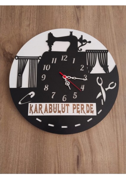 Perde**temalı (Perdeci Iş Yerine Özel) Kişiye Özel Isim Yazılı Duvar Saati