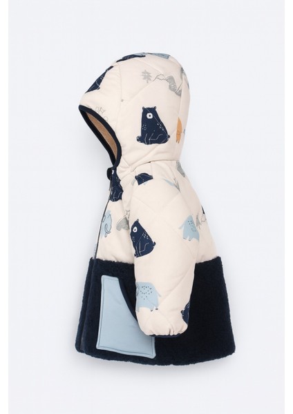 Sevimli Ayı ve Fil Desenli,kapüşonlu ,içi Yumuşak Kürk Astarlı, Cepli, Su Geçirmez,çocuk Kışlık Mont modelleri