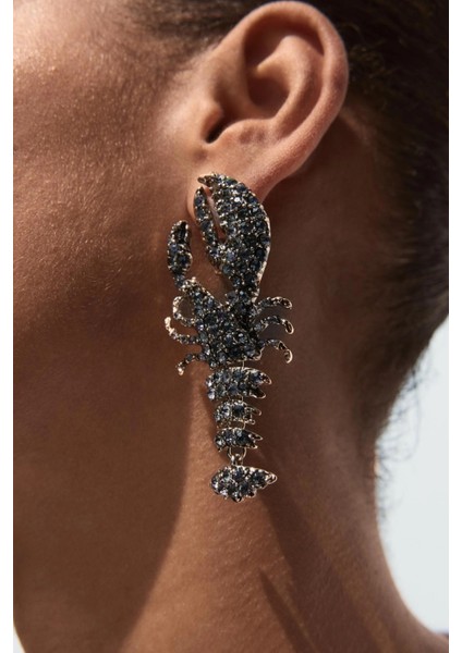 Taş Işlemeli Istakoz Küpe modelleri