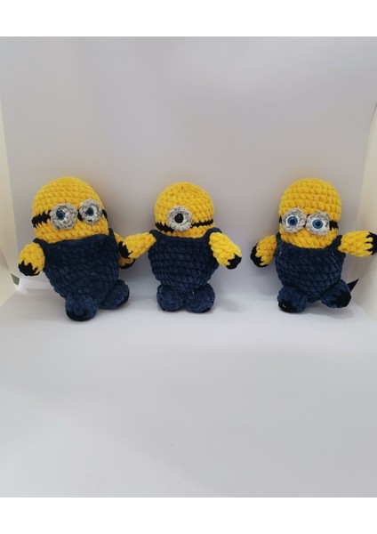Amigurumi Sevimli Minions Oyuncak Takımı El Yapımı Örme Kadife İp