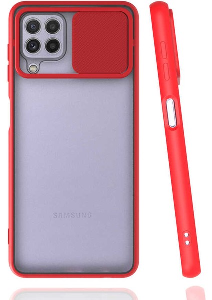 Galaxy A22 4g Kılıf Ecrz Lensi Kapak-Kırmızı