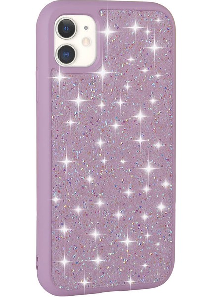 Apple iPhone 11 Kılıf Parlak Taşlı Tasarım Ecrz Pırlanta Kapak-Lila