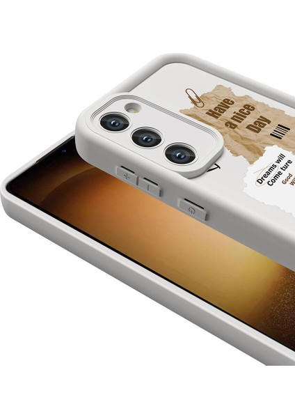 Galaxy S23 Kılıf Kamera Korumalı Baskılı Arka Yüzey Ecrz Klas Kapak-Açık Kahve indirimleri