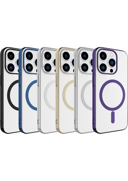 Apple iPhone 15 Pro Kılıf Ecrz Wireless Şarj Özellikli Pixel Magsafe Kapak-Gold fiyatları