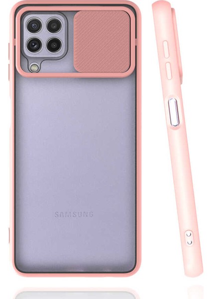 Galaxy M22 Kılıf Ecrz Lensi Kapak-Pembe Açık