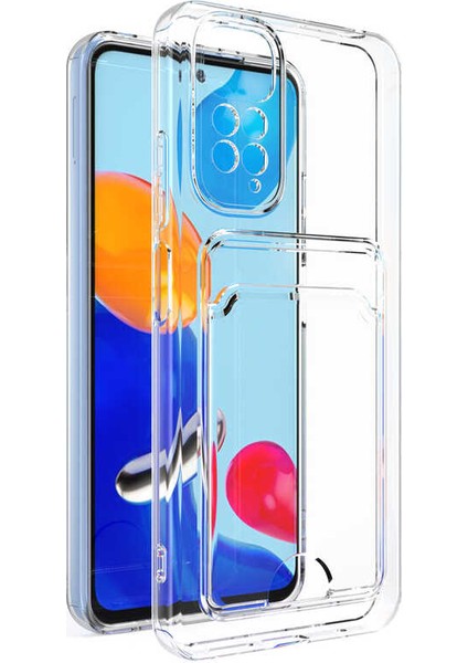 Xiaomi Redmi Note 11 Pro 5g Kılıf Kartlıklı Şeffaf Ecrz Setra Clear Silikon Kapak-Renksiz