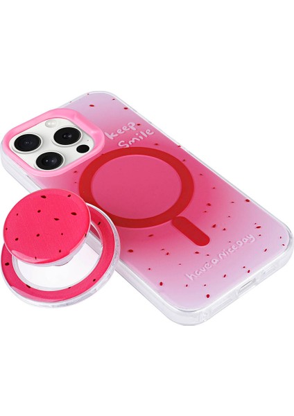Apple iPhone 15 Pro Kılıf Magsafe Şarj Özellikli Tak-Çıkar Pop Soketli Ecrz Tiktok Kapak-Mavi indirimleri