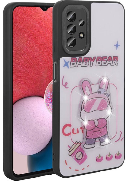 Galaxy A23 Kılıf Parlayan Kabartmalı Ikonik Figürlü Ecrz Amas Silikon Kapak-Beyaz