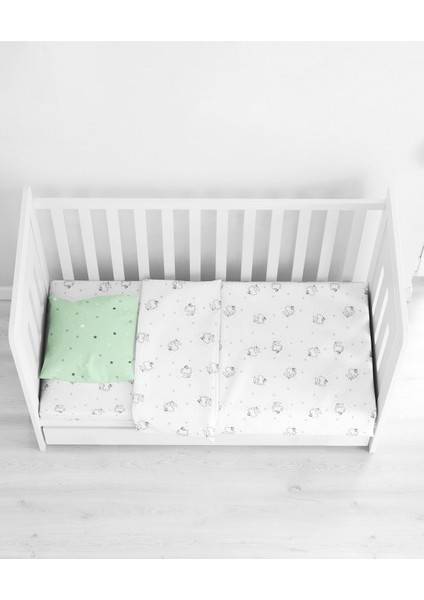 Makiteks Yuzde Yuz Pamuklu Fil Ranforce Bebek Nevresim Çarşaf ve Yastık Kılıfı Takımı