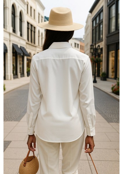 Lenora Ithal Krep Taş Baskı Detay Gömlek