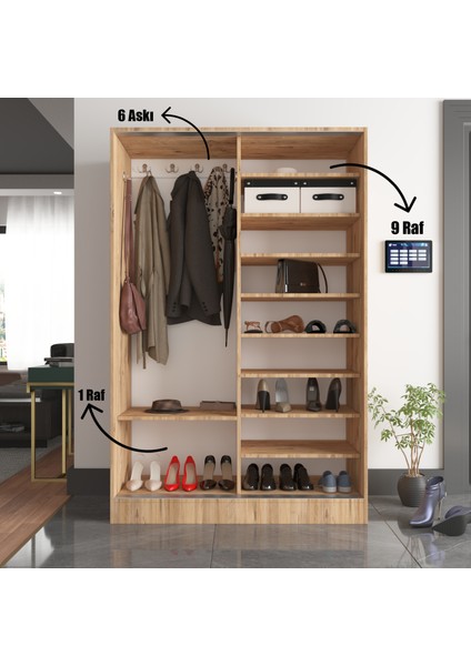 Aura Dual Pine Portmanto Vestiyer Ayakkabılık Aynalı 2 Sürgü Kapaklı fırsatları