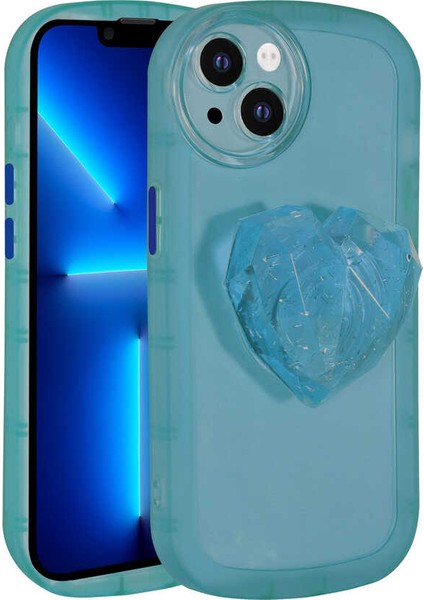 iPhone 13 Uyumlu Kamera Korumalı Pop Soketli Renkli Ecrz Ofro Kapak-Mavi