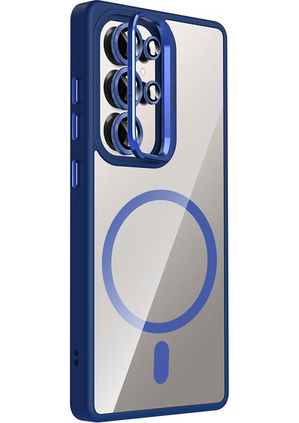 Galaxy S25 Ultra Kılıf Standlı ve Kamera Lens Hediyeli M-Safe Şarj Özellikli Ecrz Etro Kapak - Laciv indirimleri