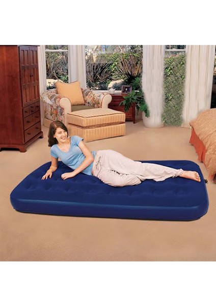 Tek Kişilik Şişme Yatak – Vinil Kadife Kaplama, Ergonomik ve Taşınabilir, 188x99x22 cm, Yetişkin Kullanımına Uygun