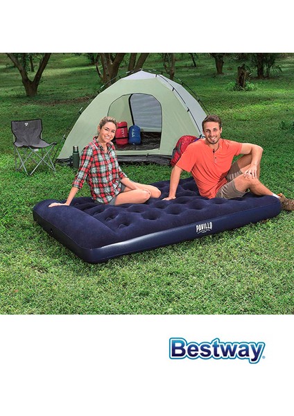 Pavillo Kadife Yüzeyli Çift Kişilik Şişme Yatak 191x137x28 cm – Yetişkinlere Özel Dahili Ayak Pompalı